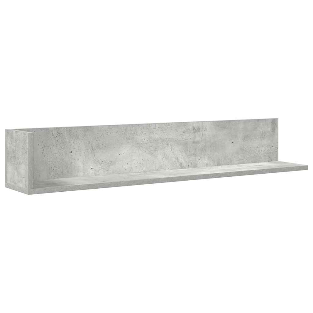 Rafturi perete 2 buc. gri beton 100x16,5x16,5 cm lemn prelucrat