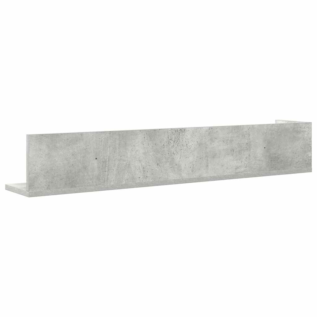 Rafturi perete 2 buc. gri beton 100x16,5x16,5 cm lemn prelucrat