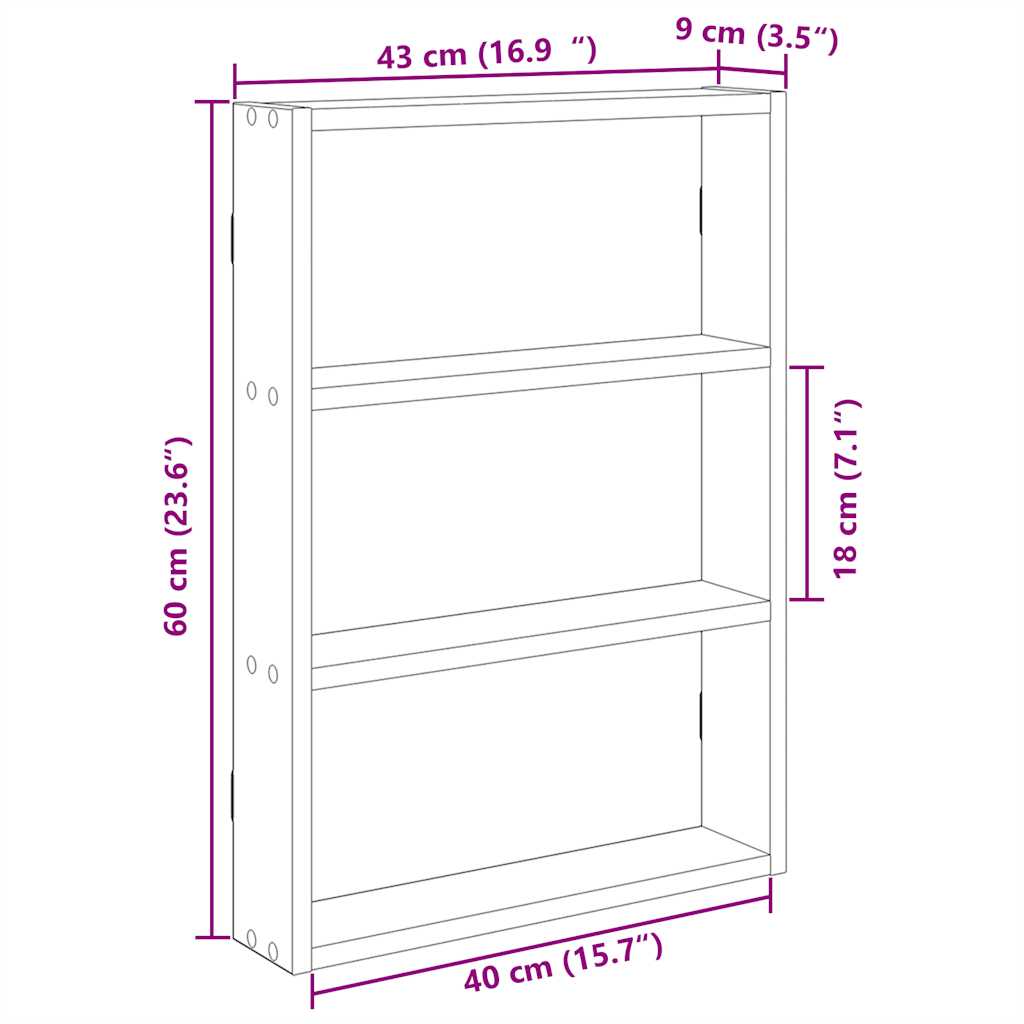 Raft de perete, stejar fumuriu, 43x9x60 cm, lemn prelucrat