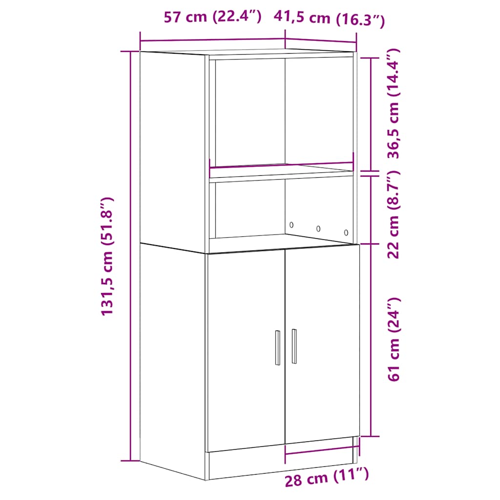 Dulap bucătărie stejar Sonoma, 57x41,5x131,5 cm, lemn prelucrat