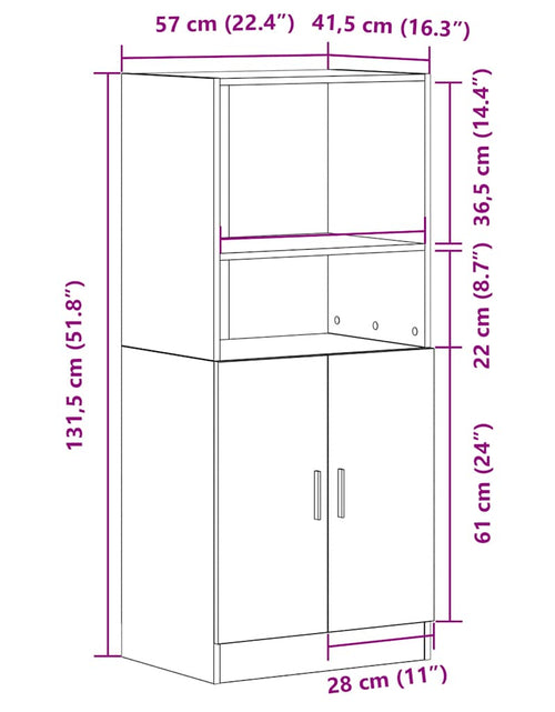 Încărcați imaginea în vizualizatorul Galerie, Dulap de bucătărie stejar artizanal 57x41,5x131,5 cm lemn
