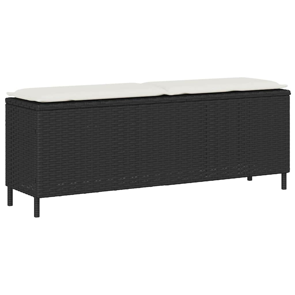 Bancă de grădină cu pernă neagră 110x30x40,5 cm Poly Rattan