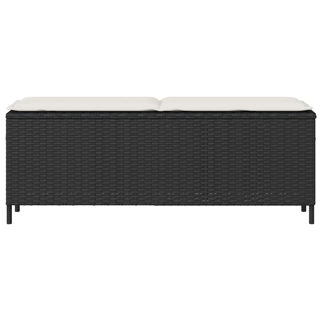 Bancă de grădină cu pernă neagră 110x30x40,5 cm Poly Rattan