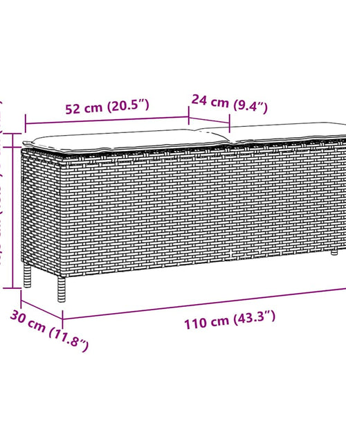 Загрузите изображение в средство просмотра галереи, Bancă de grădină cu pernă neagră 110x30x40,5 cm Poly Rattan
