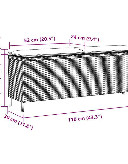 Загрузите изображение в средство просмотра галереи, Bancă de grădină cu pernă, maro,110x30x40,5 cm, poliratan

