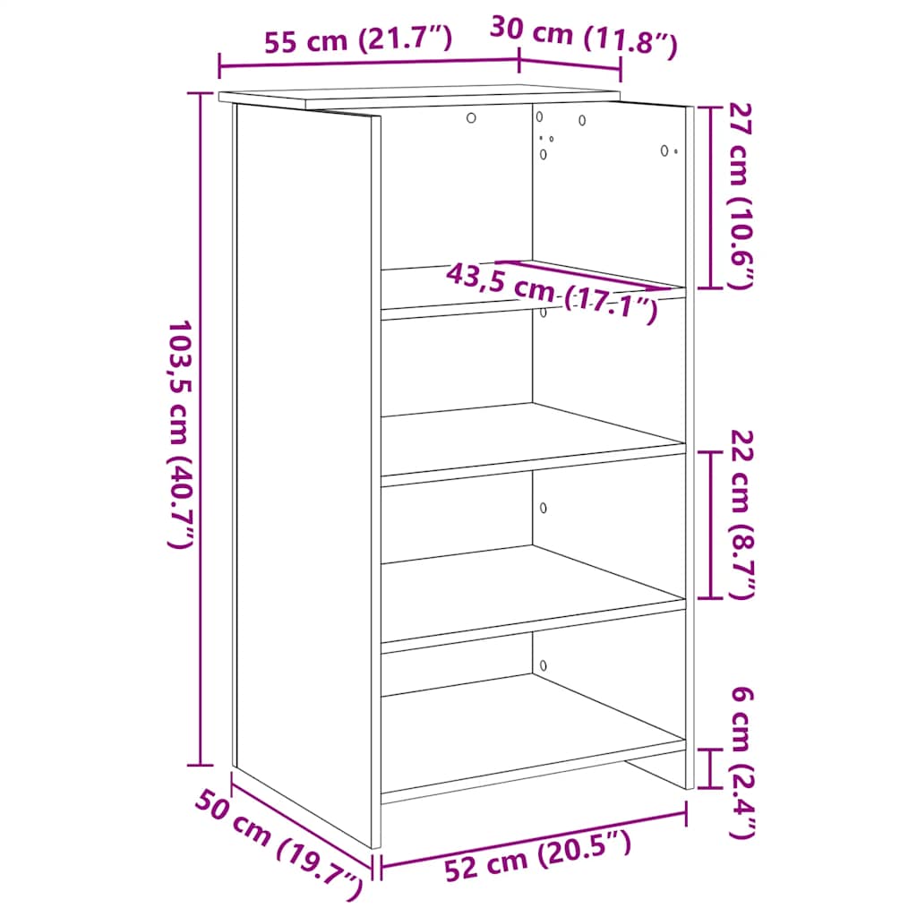 Birou de recepție Gri Sonoma 55x50x103,5 cm Lemn prelucrat