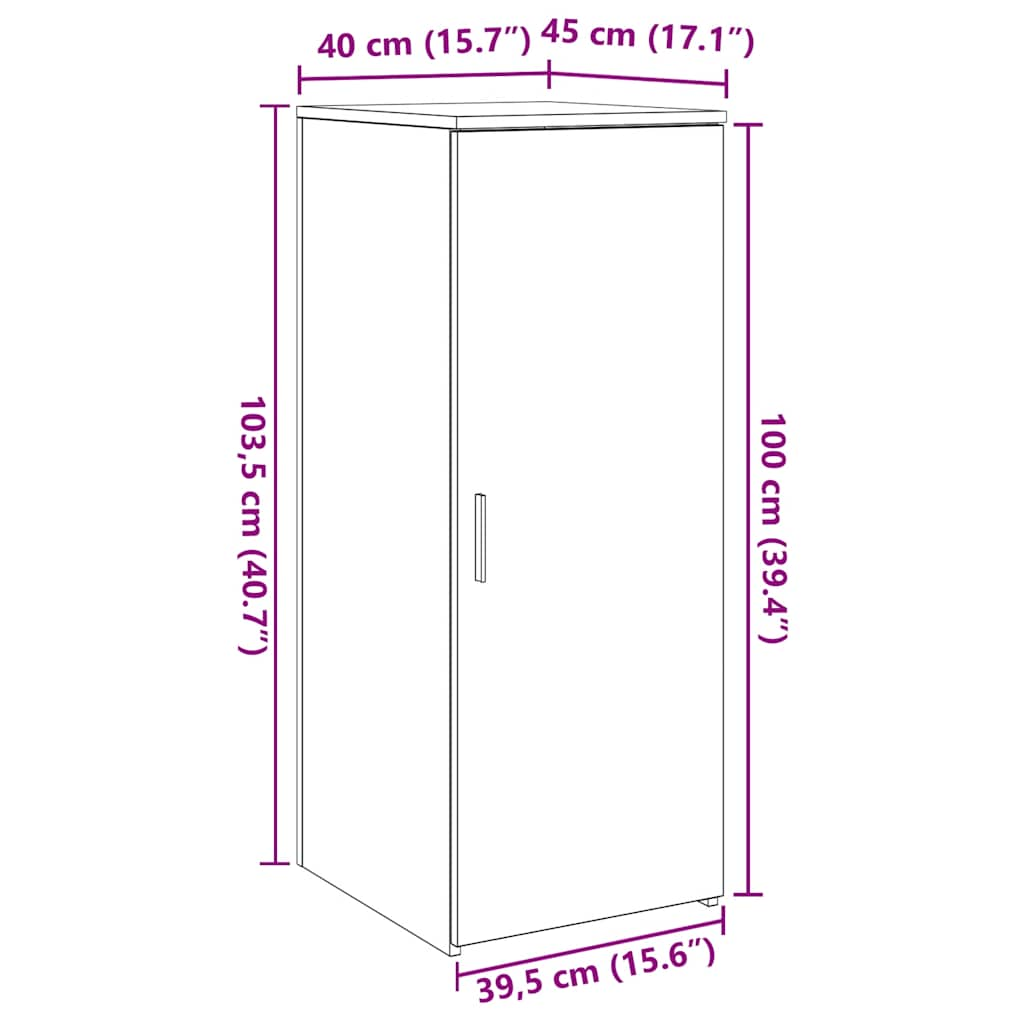 Dulap de depozitare alb 40x45x103,5 cm din lemn prelucrat