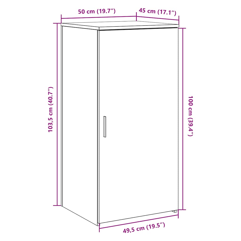 Dulap de depozitare alb 50x45x103,5 cm din lemn prelucrat