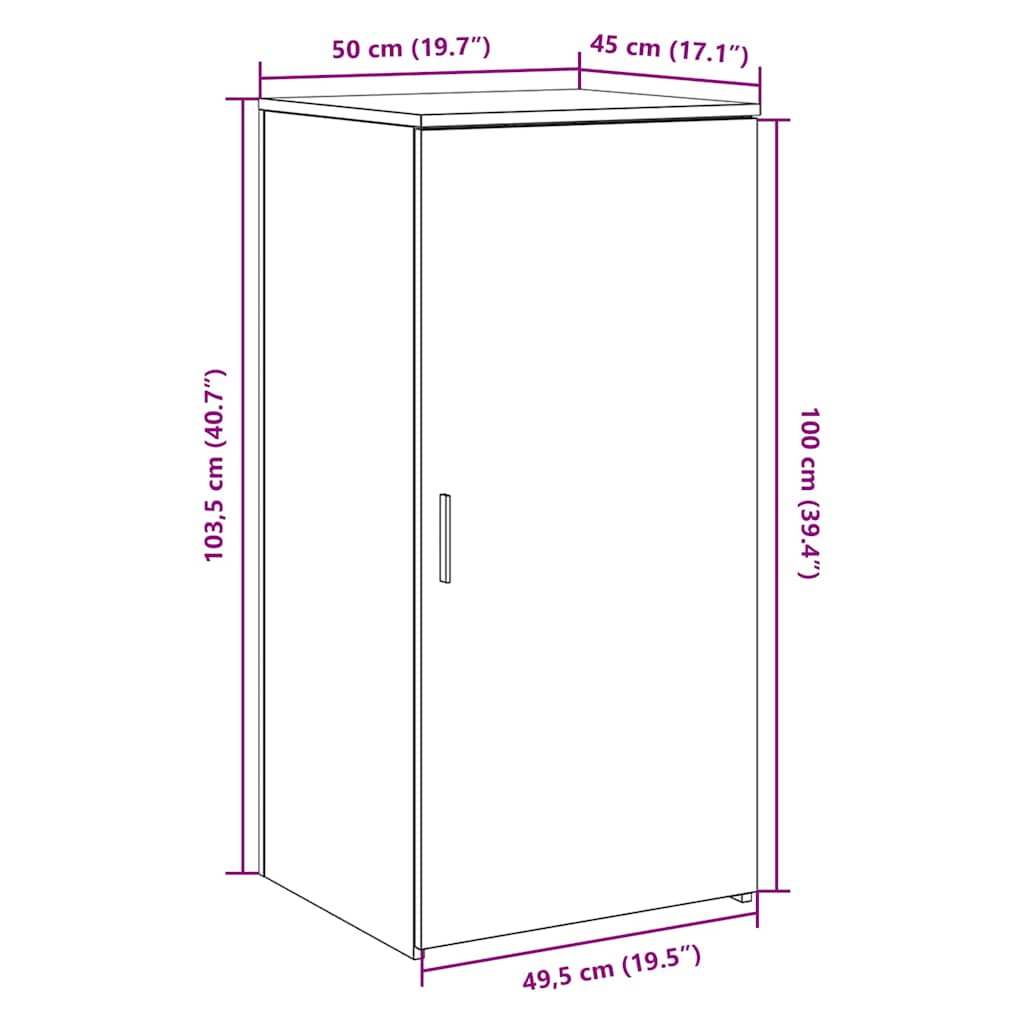 Dulap de depozitare, gri beton, 50x45x103,5 cm, lemn prelucrat