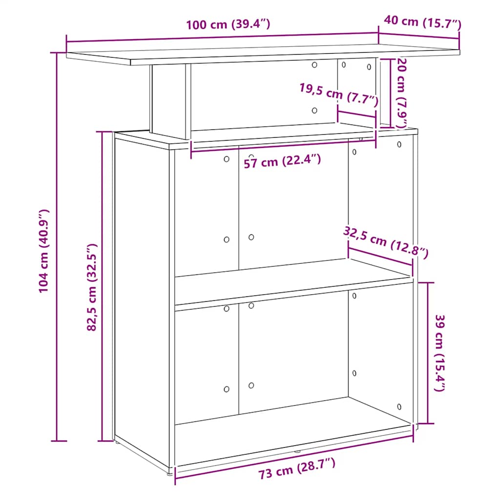 Birou de recepție Stejar Sonoma 100x40x104 cm Lemn prelucrat