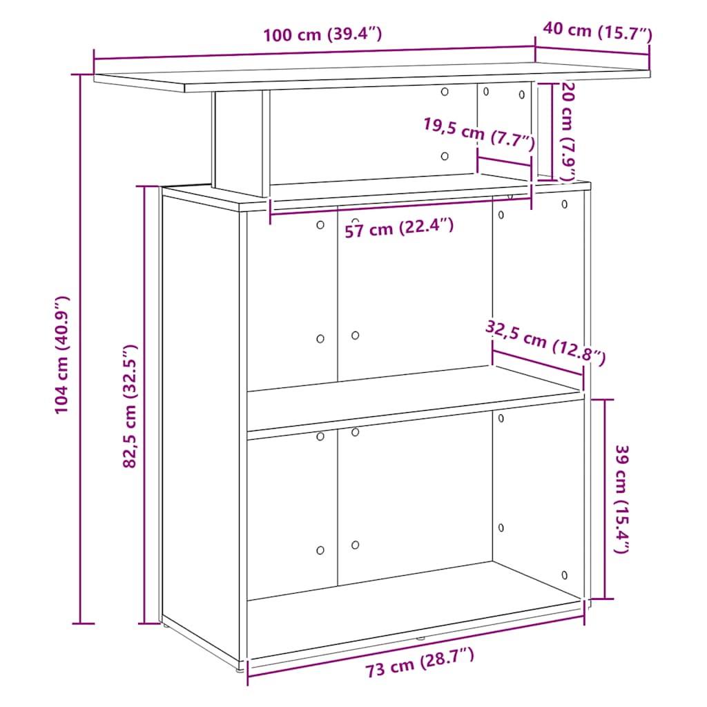 Birou de recepție Stejar maro 100x40x104 cm Lemn prelucrat