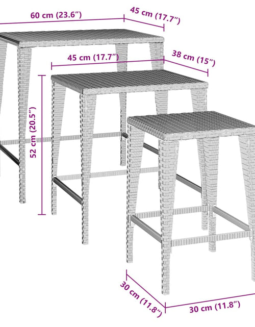 Încărcați imaginea în vizualizatorul Galerie, Mese suprapuse de grădină, 3 buc, maro, poliratan
