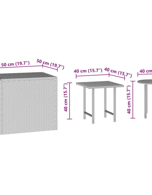 Încărcați imaginea în vizualizatorul Galerie, Mese laterale de grădină, 3 buc, maro, poliratan
