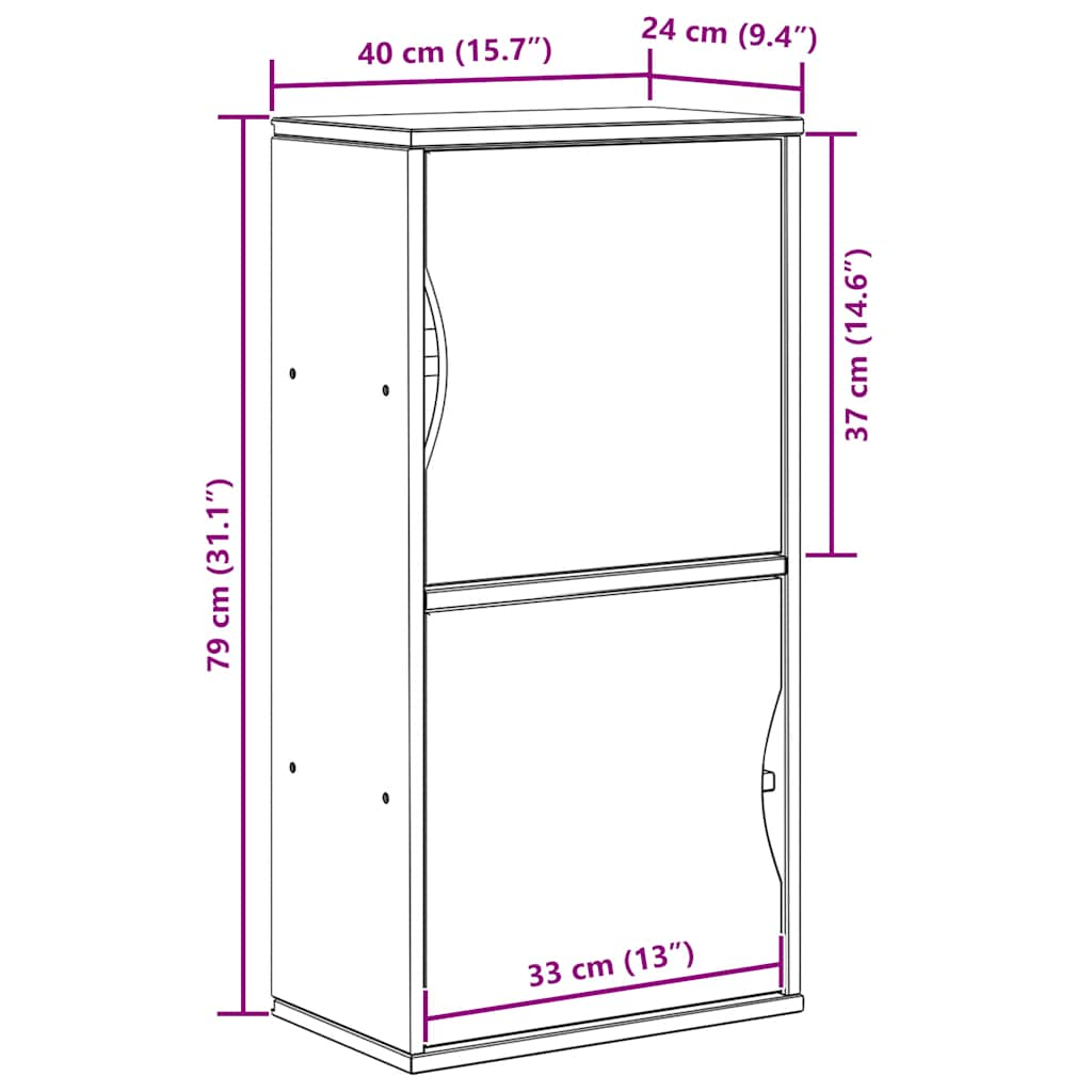 Dulap lateral „ODDA” 40x24x79 cm din lemn masiv de pin