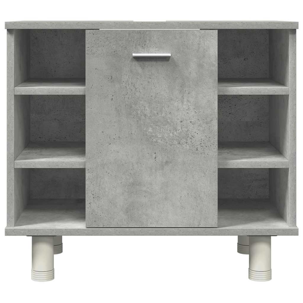 Set mobilier de baie, 4 piese, gri beton, lemn compozit