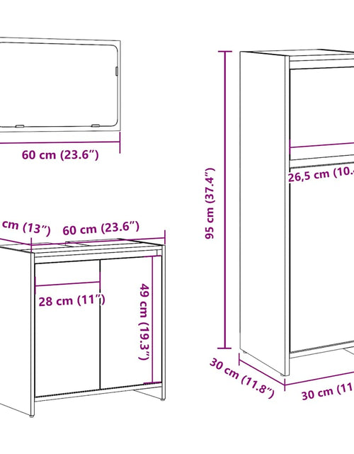 Загрузите изображение в средство просмотра галереи, Set mobilier de baie, 3 piese, gri beton, lemn compozit
