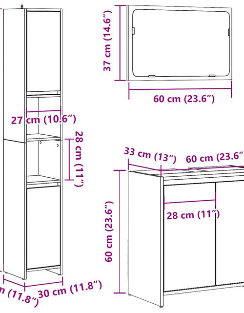 Încărcați imaginea în vizualizatorul Galerie, Set mobilier de baie, 3 piese, gri beton, lemn compozit
