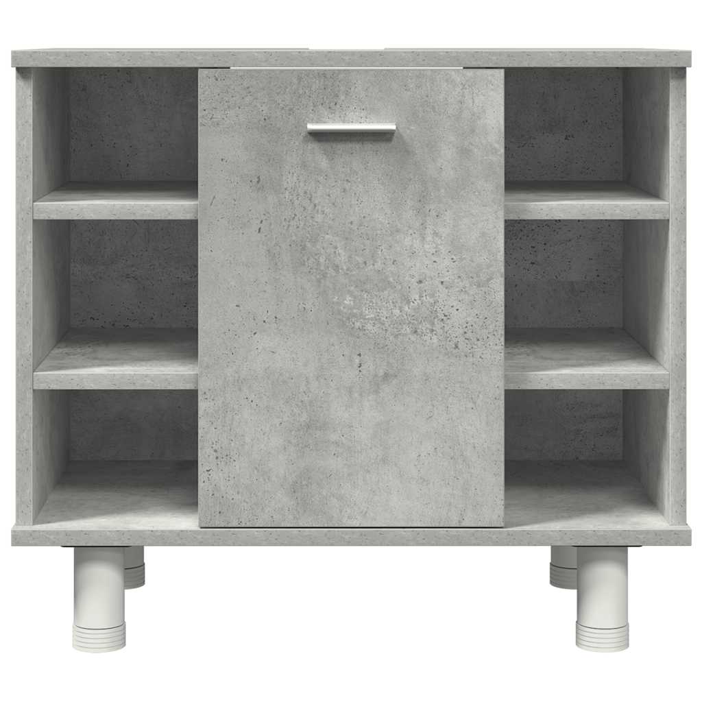 Set mobilier de baie, 3 piese, gri beton, lemn compozit