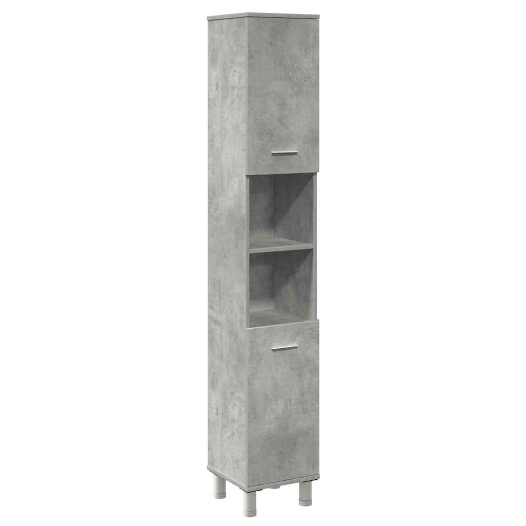 Set mobilier de baie, 3 piese, gri beton, lemn compozit