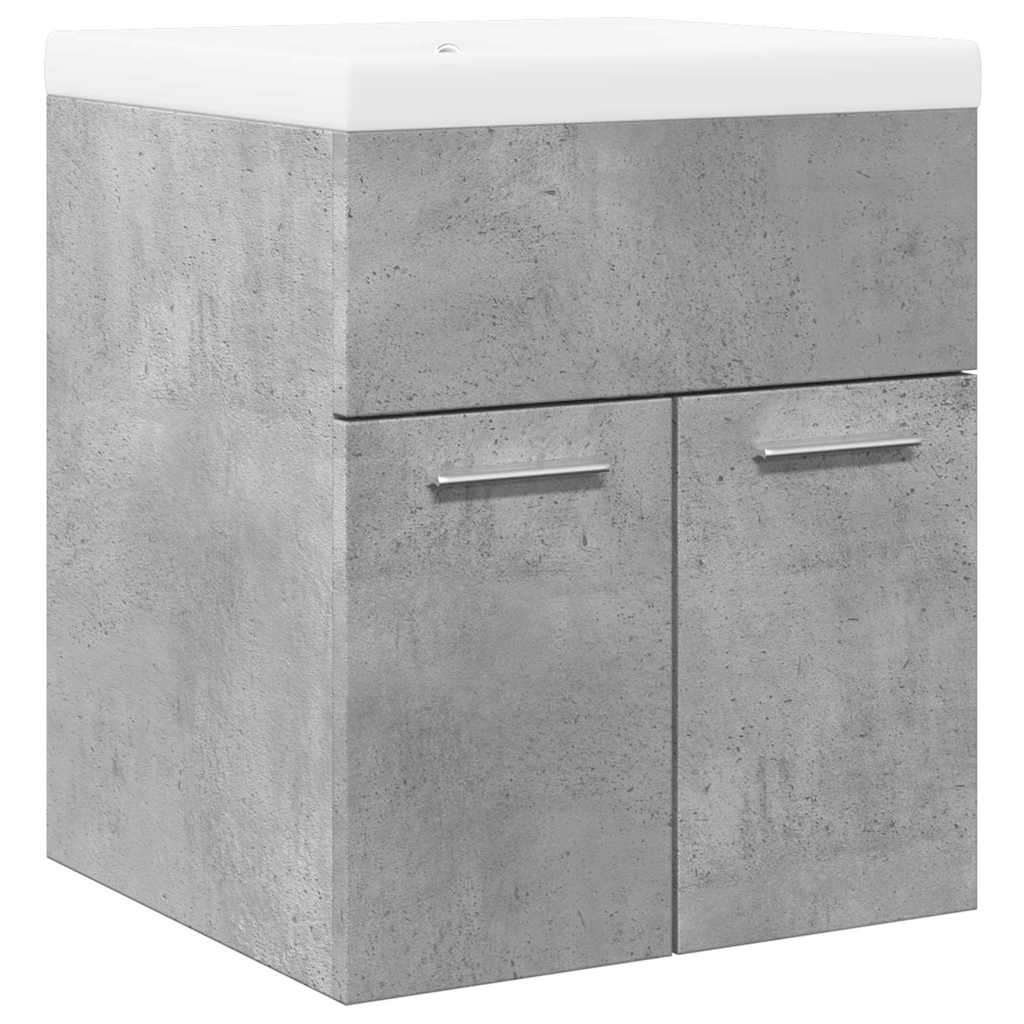 Set mobilier de baie, 2 piese, gri beton, lemn compozit