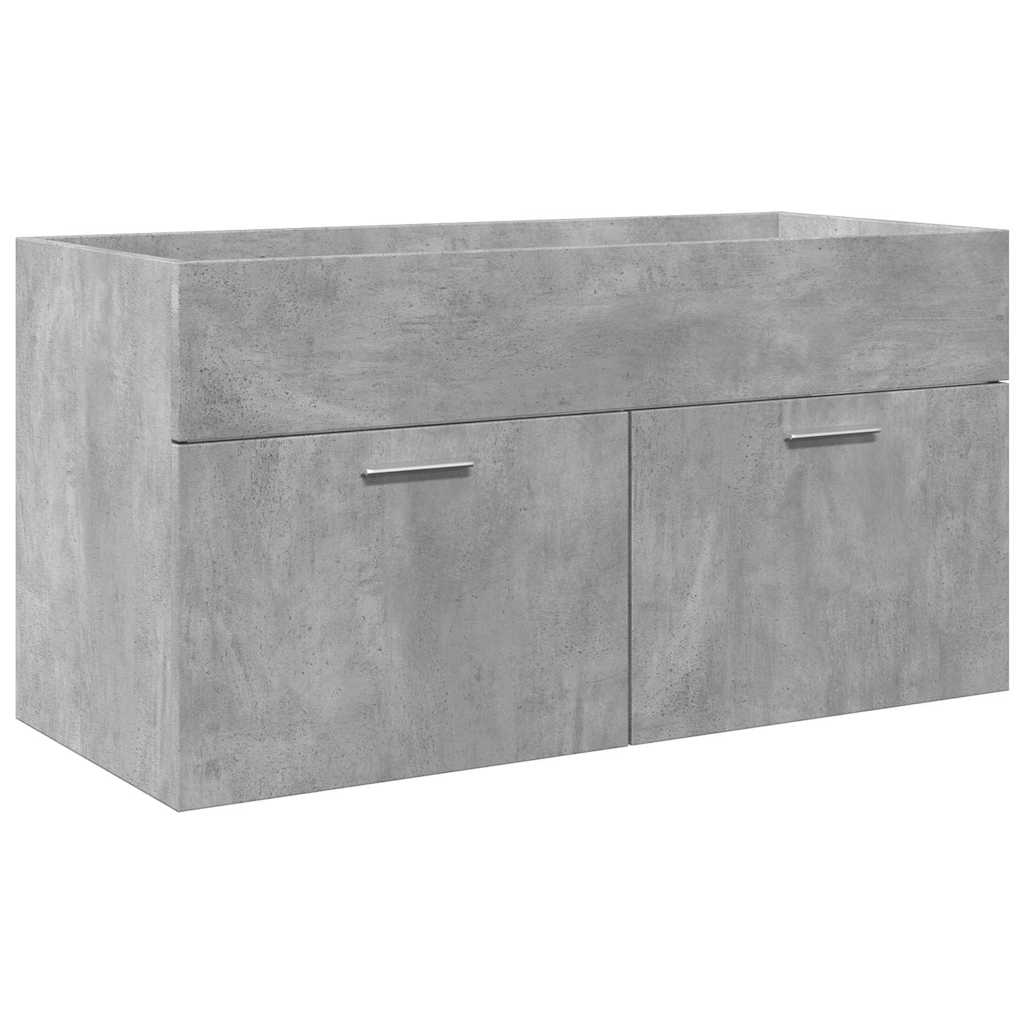 Set mobilier de baie, 3 piese, gri beton, lemn compozit