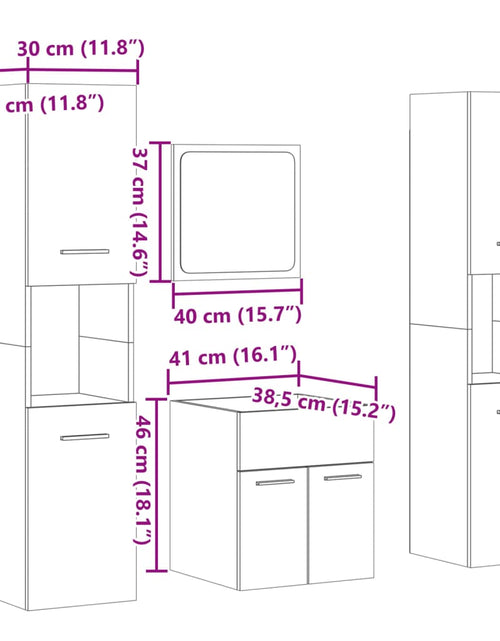 Încărcați imaginea în vizualizatorul Galerie, Set mobilier de baie, 4 piese, gri beton, lemn compozit
