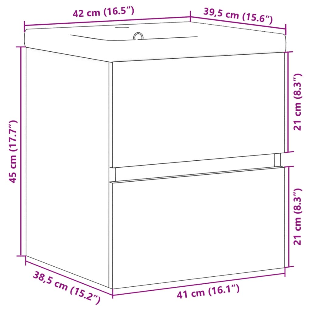 Set mobilier de baie, 2 piese, gri beton, lemn compozit