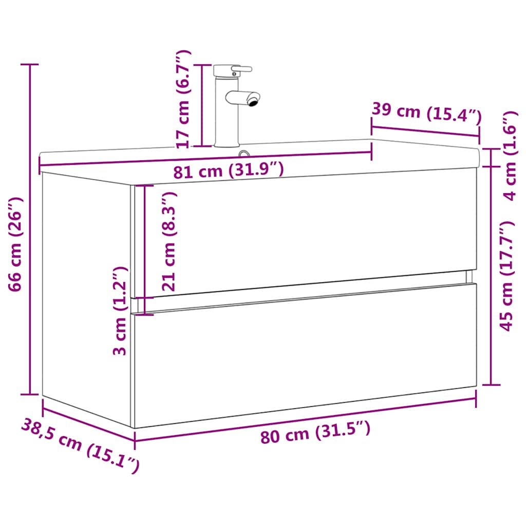 Set mobilier de baie, 2 piese, gri beton, lemn compozit