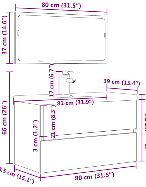 Încărcați imaginea în vizualizatorul Galerie, Set mobilier de baie, 3 piese, gri beton, lemn compozit
