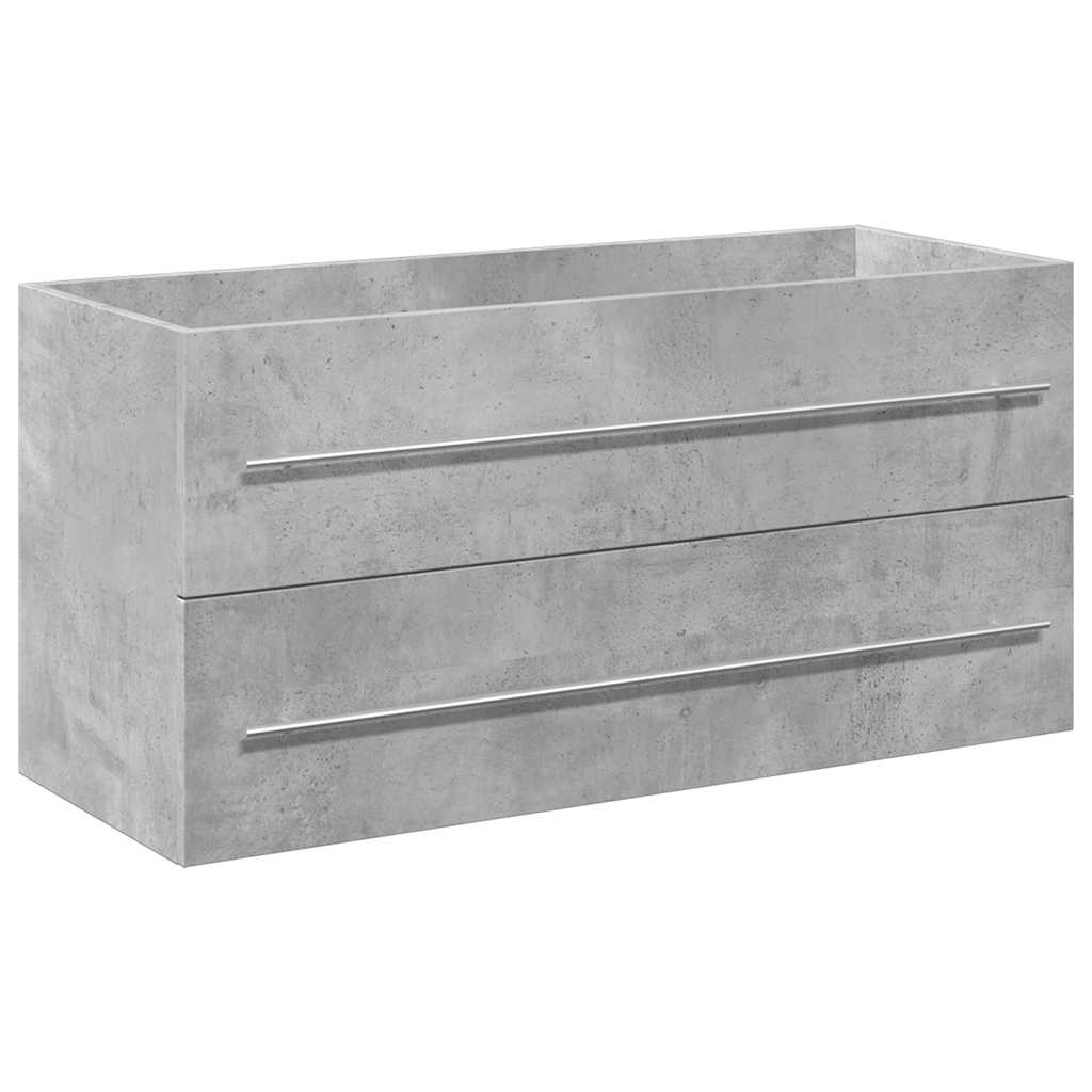 Set mobilier de baie, 2 piese, gri beton, lemn compozit