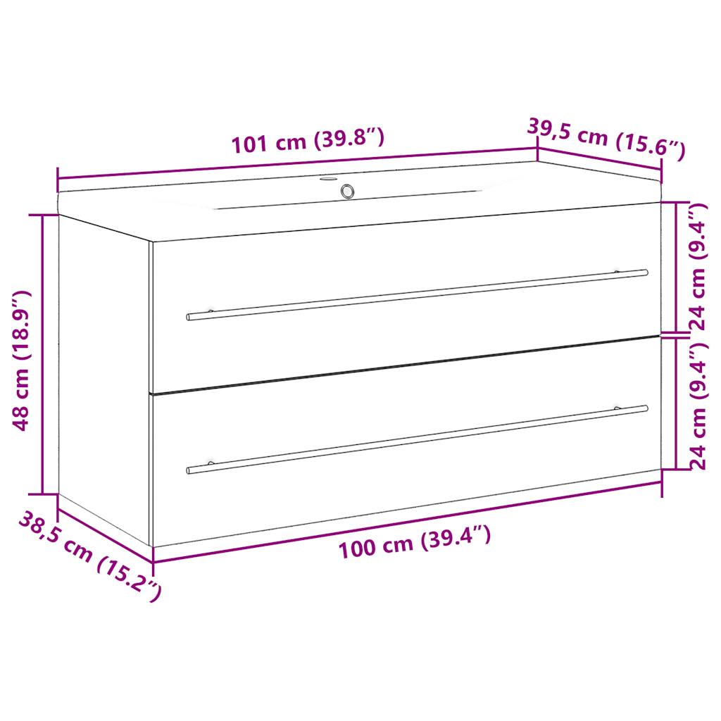 Set mobilier de baie, 2 piese, gri beton, lemn compozit