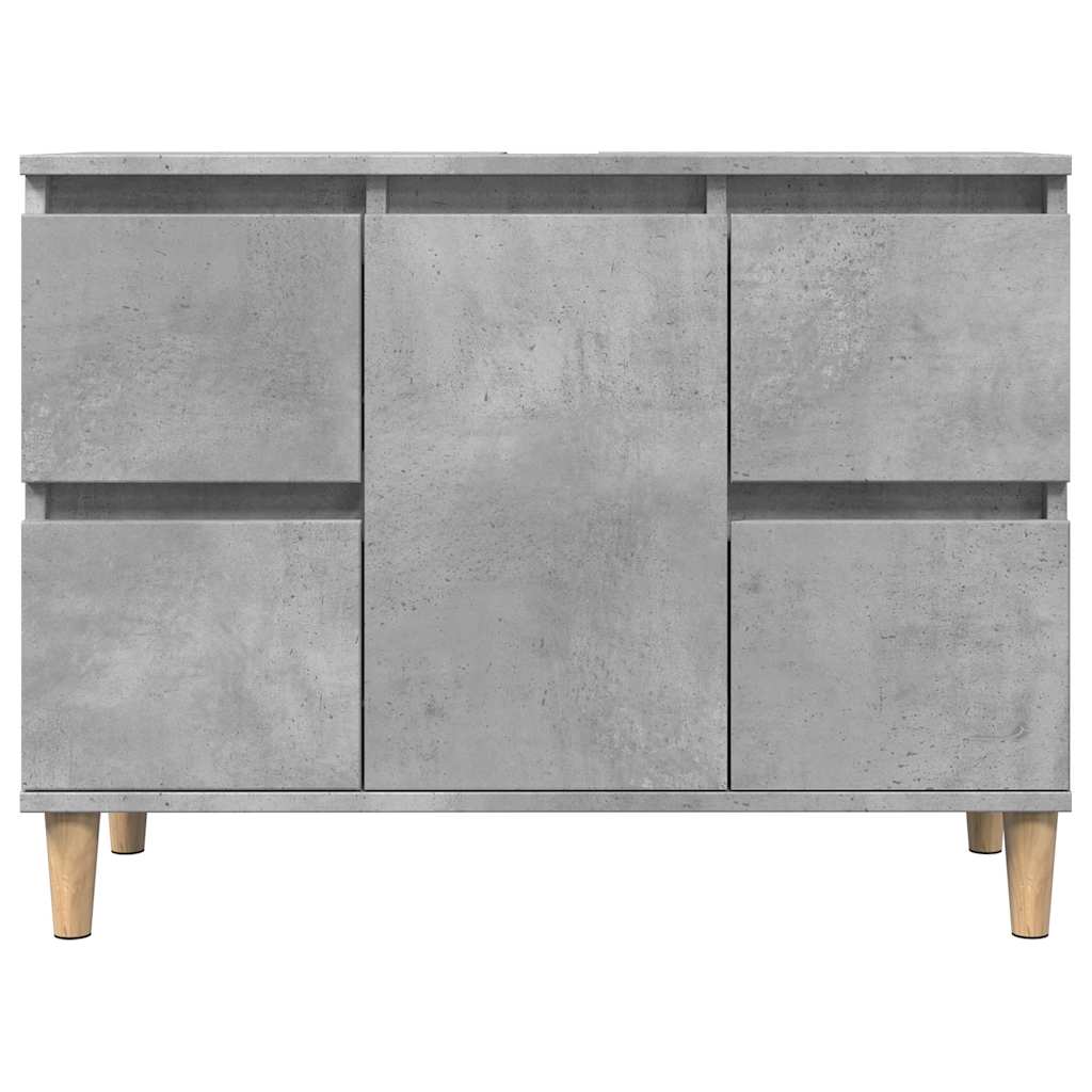 Set mobilier de baie, 3 piese, gri beton, lemn compozit