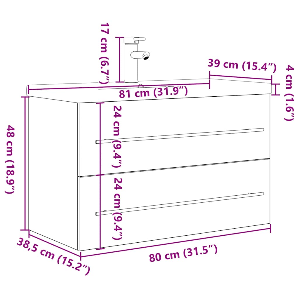 Set mobilier de baie, 2 piese, gri beton, lemn compozit