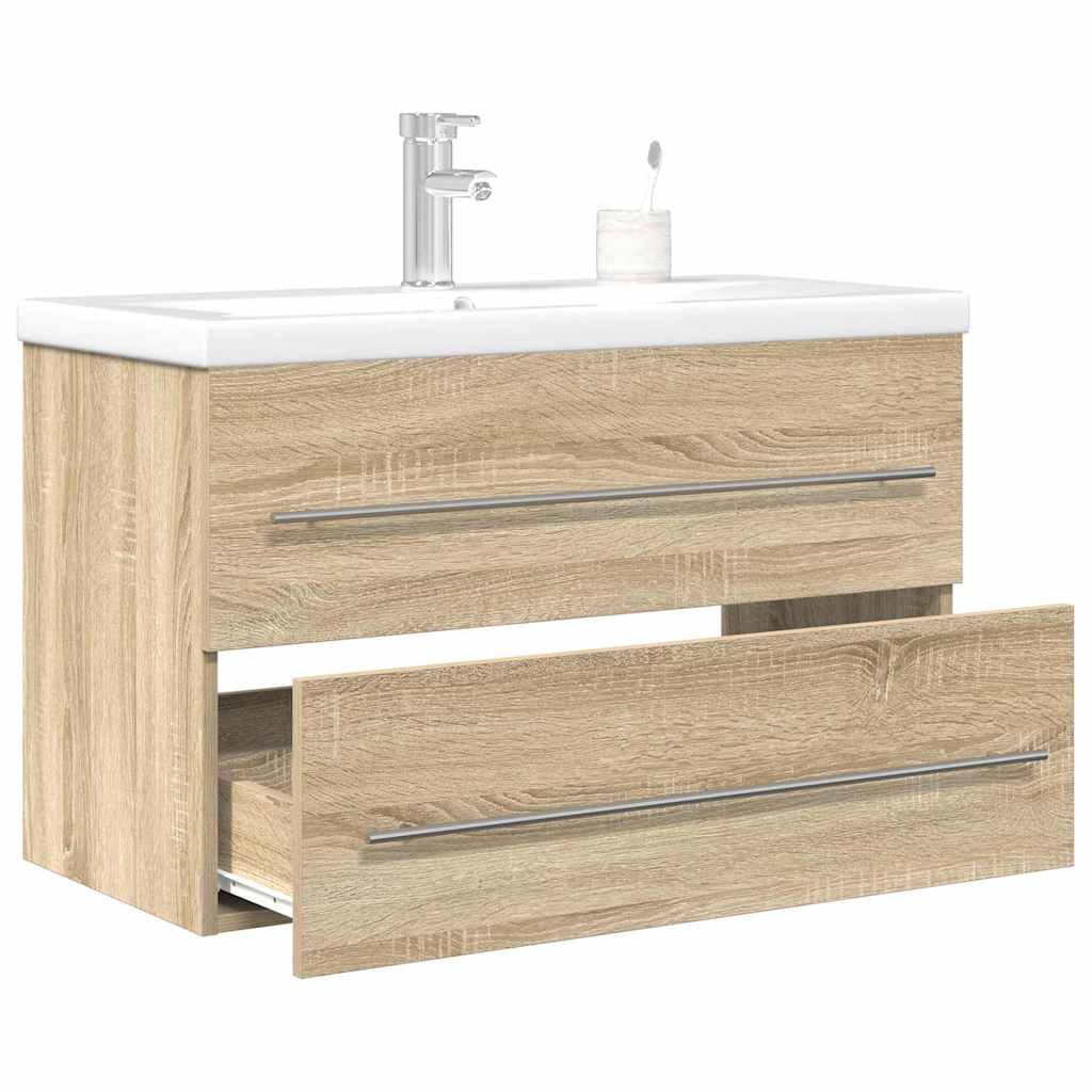 Set mobilier de baie, 2 piese, stejar sonoma, lemn prelucrat