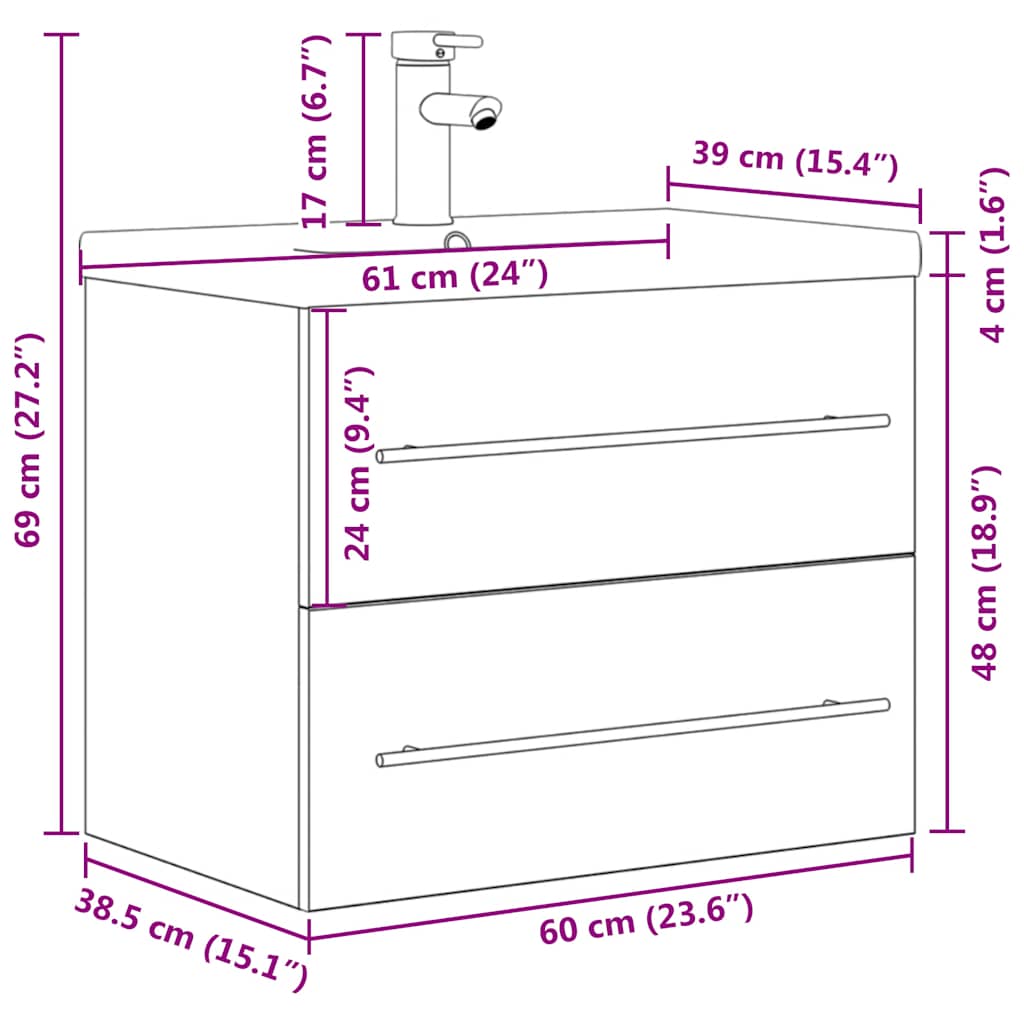 Set mobilier de baie, 2 piese, stejar sonoma, lemn prelucrat