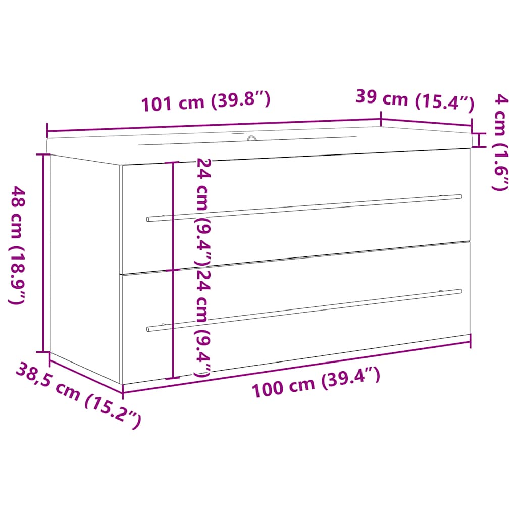 Set mobilier de baie, 2 piese, stejar sonoma, lemn prelucrat