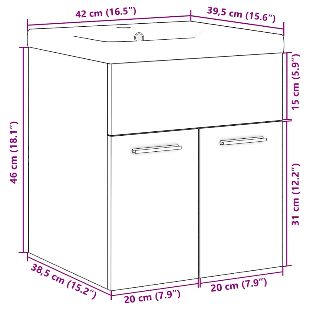 Set mobilier de baie, 2 piese, stejar sonoma, lemn prelucrat