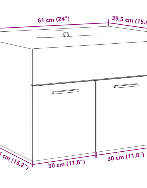 Încărcați imaginea în vizualizatorul Galerie, Dulap pentru chiuvetă de baie, lavoar încorporat, stejar sonoma
