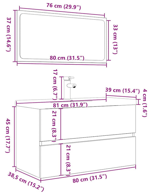 Încărcați imaginea în vizualizatorul Galerie, Set mobilier de baie, 3 piese, stejar sonoma, lemn prelucrat
