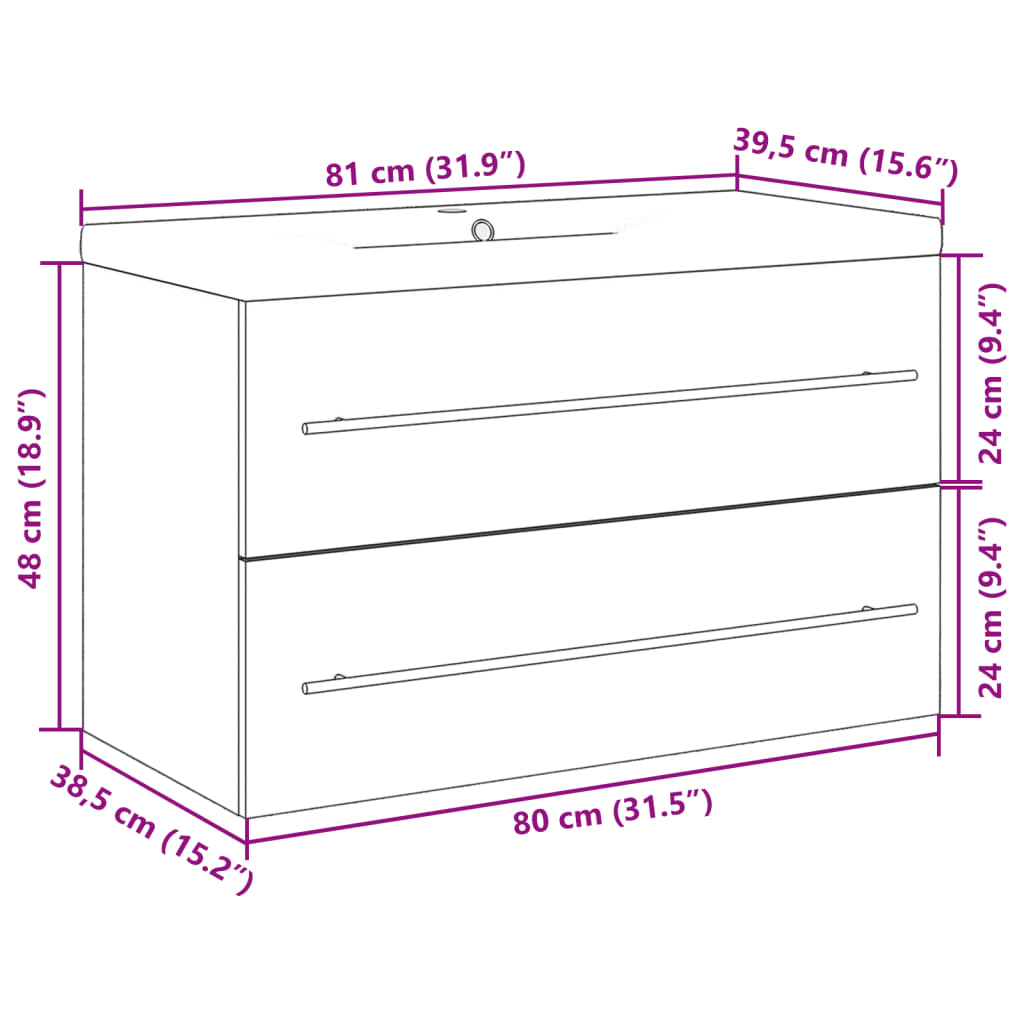 Set mobilier de baie, 2 piese, stejar sonoma, lemn prelucrat