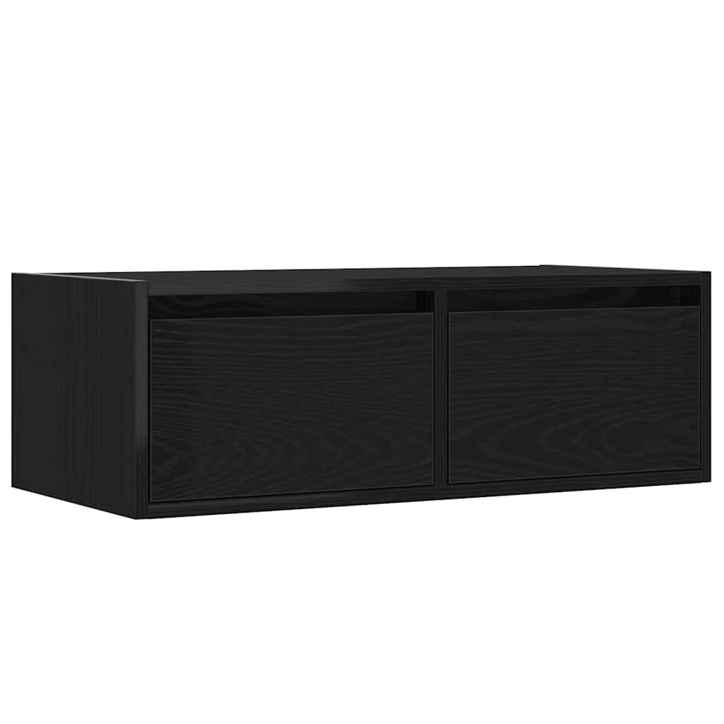 Dulap TV cu lumini LED Stejar negru 75x35,5x25 cm