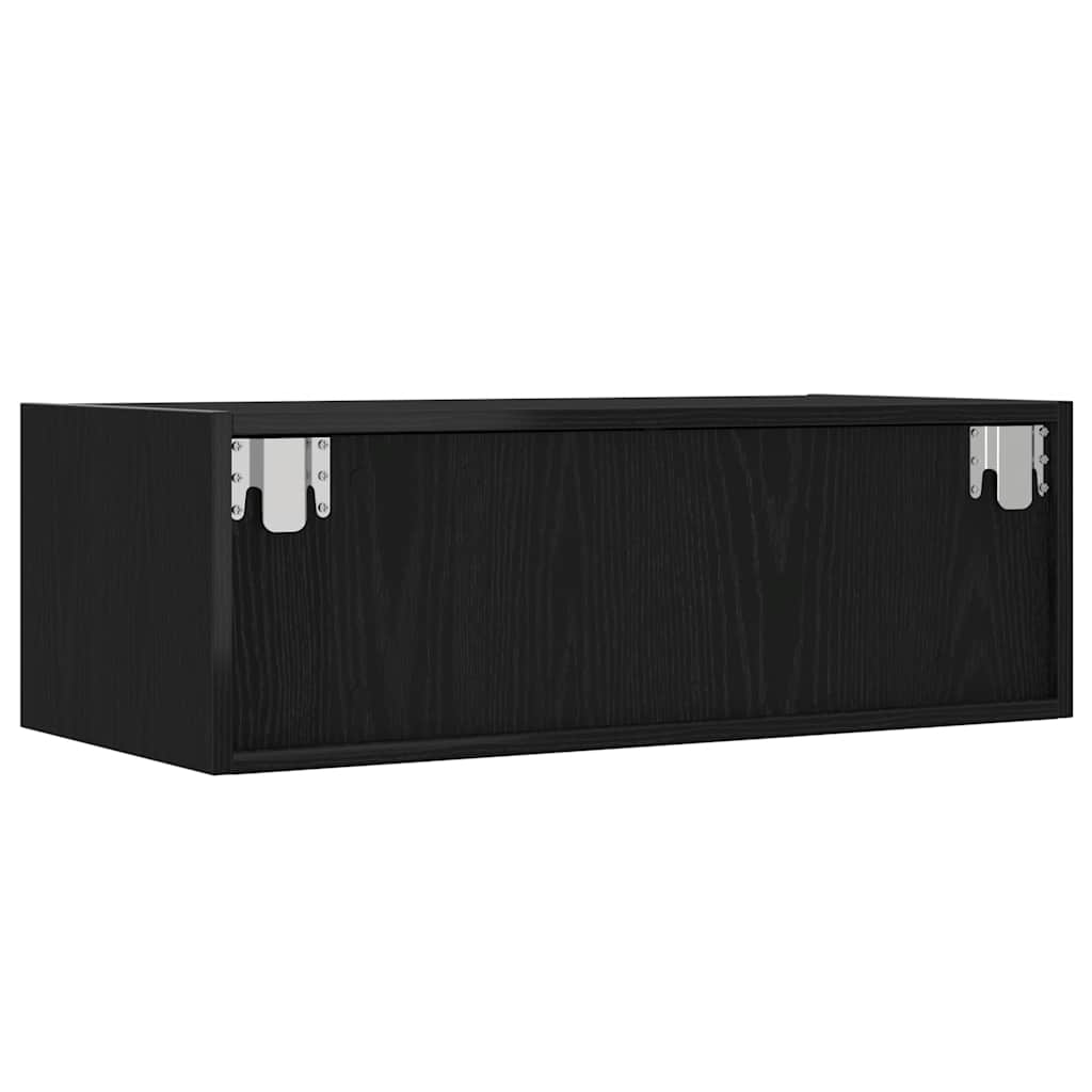 Dulap TV cu lumini LED Stejar negru 75x35,5x25 cm