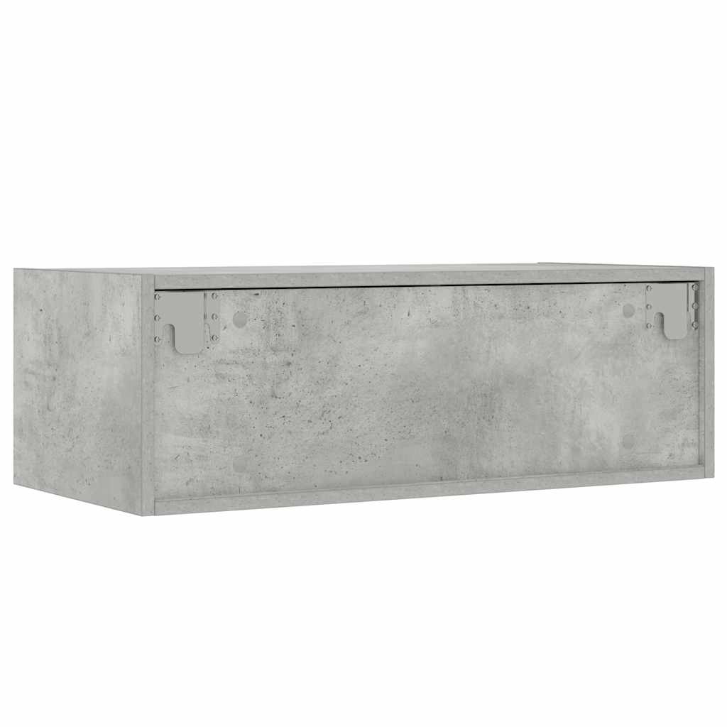 Comodă TV cu lumini LED, gri beton, 75x35,5x25 cm