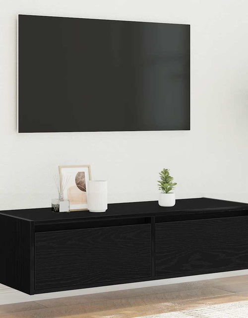 Încărcați imaginea în vizualizatorul Galerie, Dulap TV cu lumini LED Stejar negru 100X35,5x25 cm
