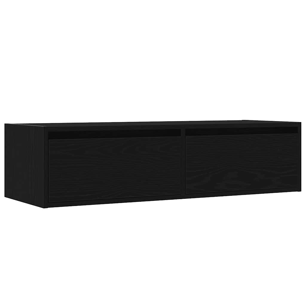 Dulap TV cu lumini LED Stejar negru 100X35,5x25 cm