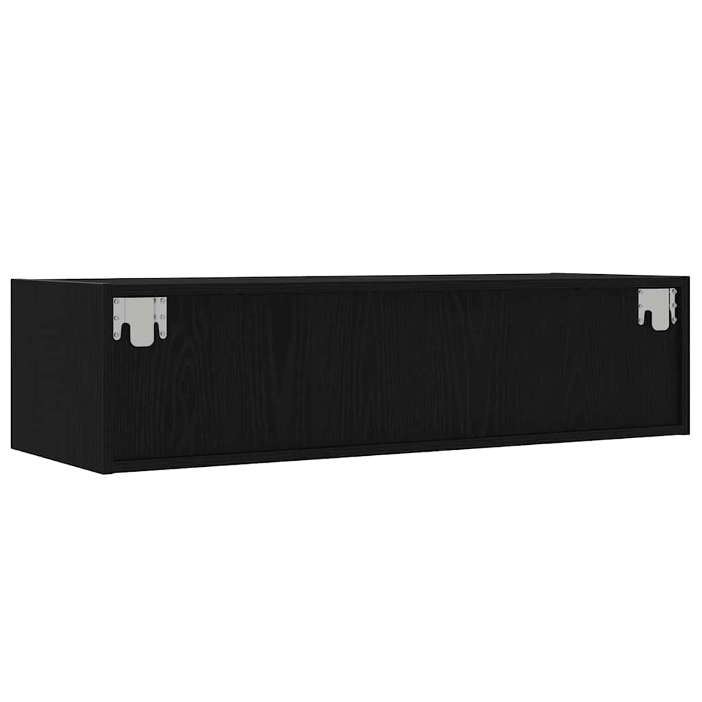 Dulap TV cu lumini LED Stejar negru 100X35,5x25 cm