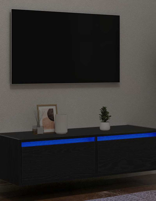 Încărcați imaginea în vizualizatorul Galerie, Dulap TV cu lumini LED Stejar negru 100X35,5x25 cm
