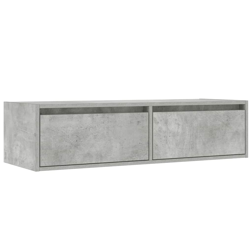 Comodă TV cu lumini LED, gri beton, 100X35,5x25 cm