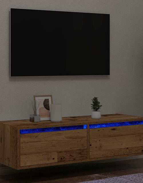 Загрузите изображение в средство просмотра галереи, Comodă TV cu lumini LED, lemn vechi, 100X35,5x25 cm
