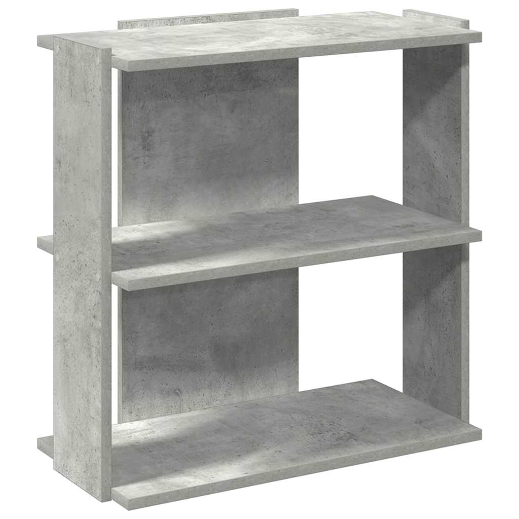 Bibliotecă cu 3 niveluri gri beton 60x30x60 cm lemn